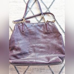 Coach Madison Phoebe Purple Leather Shoulder Bag Project Bag Used Condition